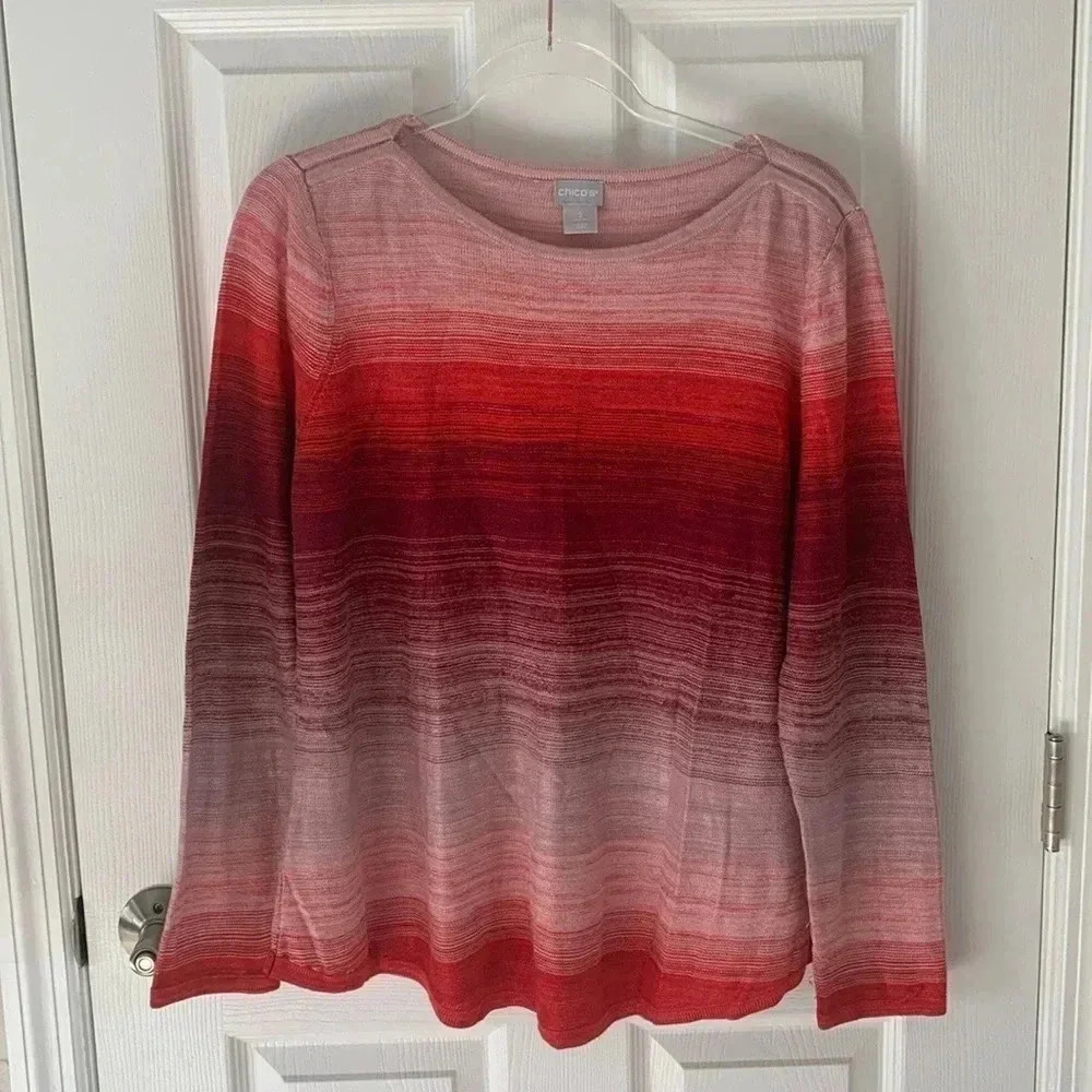 Chicos pink and red striped sweater